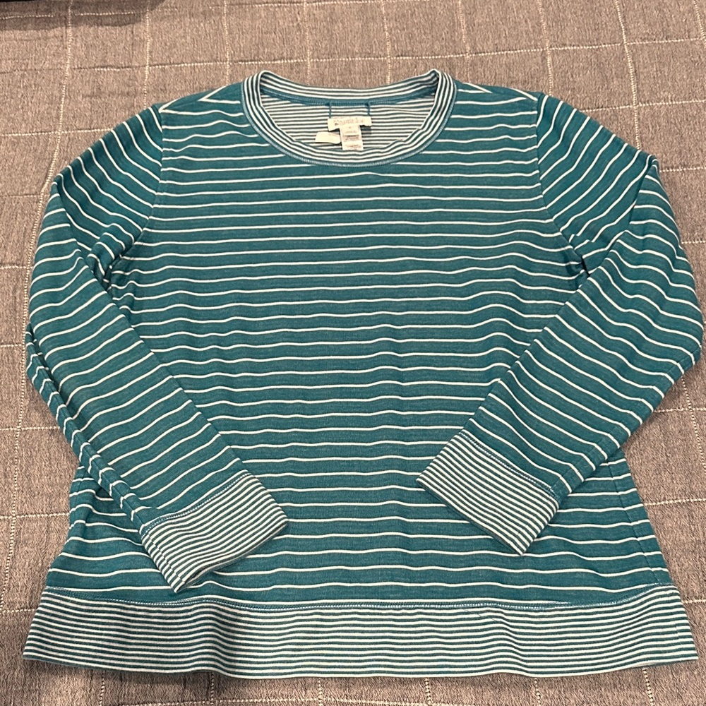 Market & Spruce Teal and White Striped Top